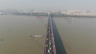 江苏南京长江大桥交通航拍